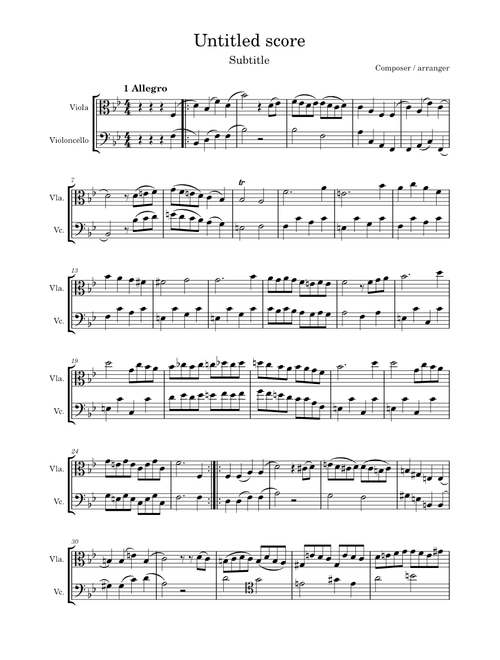 Duet for cello and viola no. 1 in A major