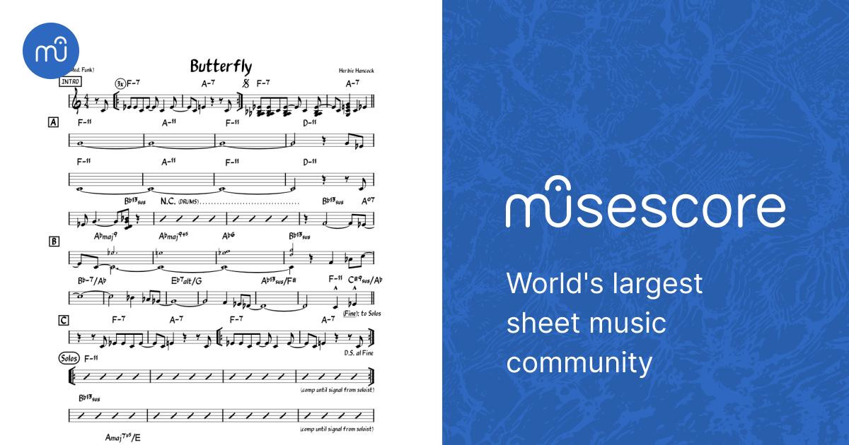 キーボード楽譜　ハービー・ハンコック Butterfly – Herbie Hancock Sheet Music with Chords for Piano