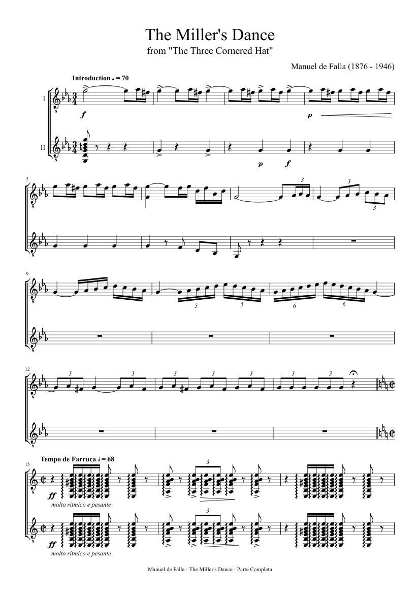 The Miller's Dance Sheet music for Guitar (Mixed Duet) | Musescore.com