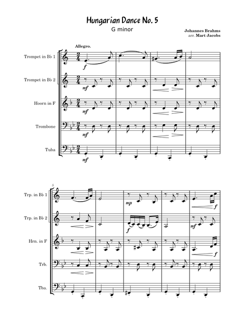 Hungarian Dance No. 5 – Johannes Brahms Hungarian Dance No. 5