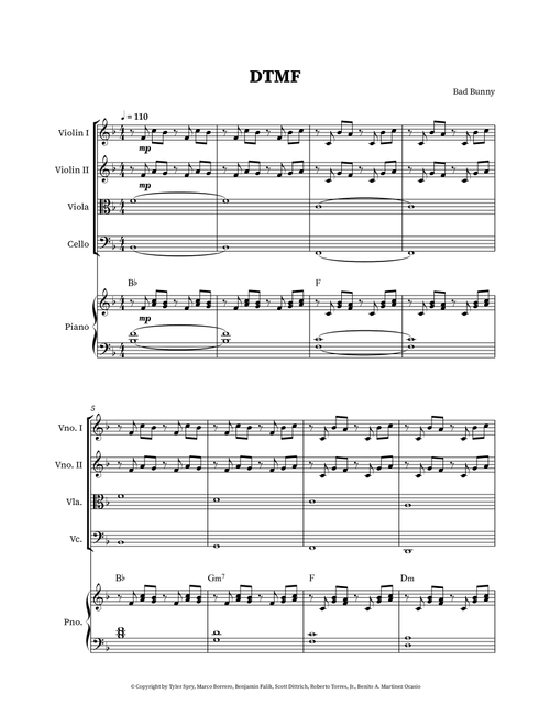 Dtmf (Arr. Pedro Marques) - Bad Bunny (String Quartet)