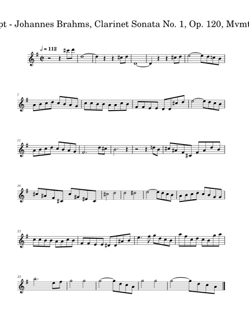 Excerpt - Johannes Brahms, Clarinet Sonata No. 1, Op. 120, Mvmt. IV