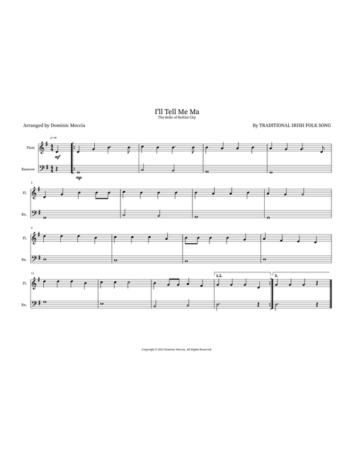 I'll Tell Me Ma (Arr. Dominic Meccia) - Traditional Irish Folk Song (Instrumental Duet)