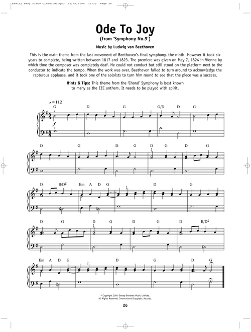 Ode To Joy - Ludwig Van Beethoven, Henry van Dyke (Really Easy Piano)