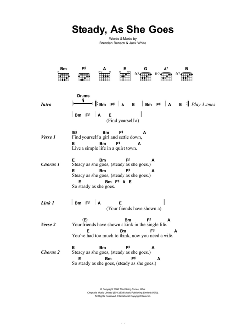 Steady, As She Goes - The Raconteurs (Guitar Chords-Lyrics)