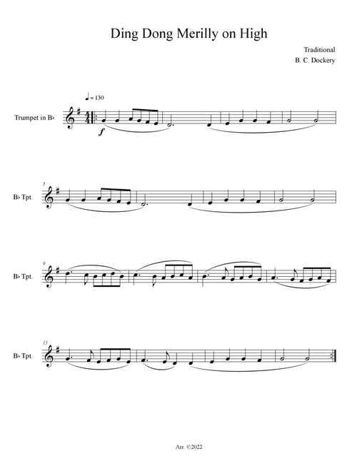 Ding Dong Merrily on High (Trumpet Solo) (Arr. B. C. Dockery) - Traditional (Trumpet Solo)