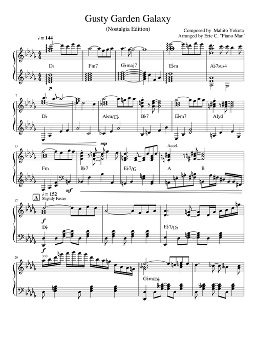 Gusty Garden Galaxy (Piano Arrangement)