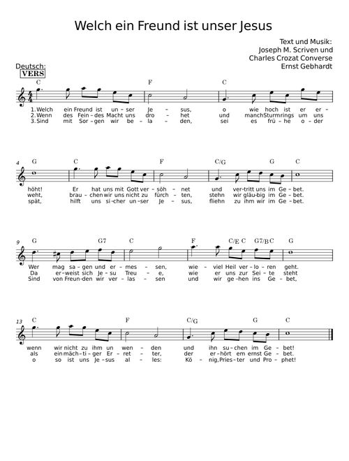 Welch ein Freund ist unser Jesus - Joseph M. Scriven