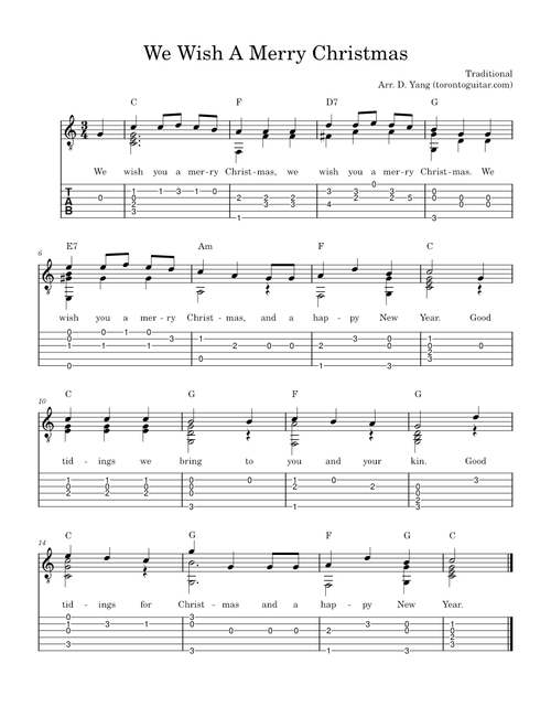 We Wish You A Merry Christmas! - Acoustic Tab