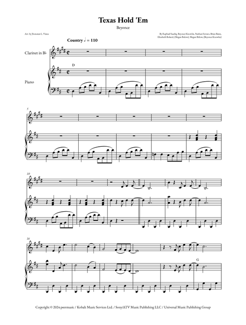 Texas Hold 'em (Arr. Jhonatan Lucio Viana) - Beyoncé (Clarinet and Piano)