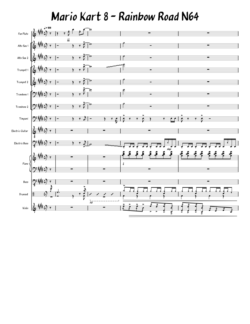 Mario Kart 8 - Rainbow Road N64 Sheet Music for Piano, Trombone