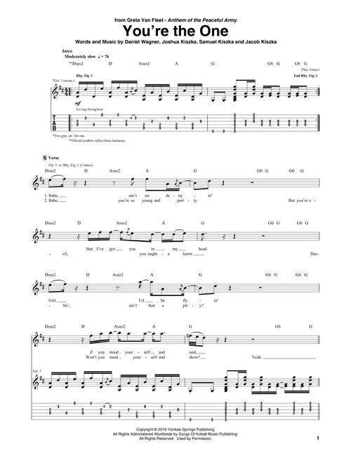 You're The One - Greta Van Fleet (Guitar Tab)