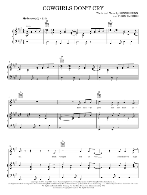 Cowgirls Don't Cry - Brooks & Dunn, Brooks & Dunn featuring Reba McEntire, Reba McEntire (Piano-Vocal-Guitar)