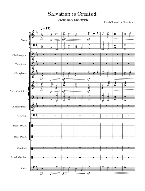 Salvation is Created – Pavel Chesnokov Salvation  is Created, Pavel Chesnokov - Percussion Ensemble