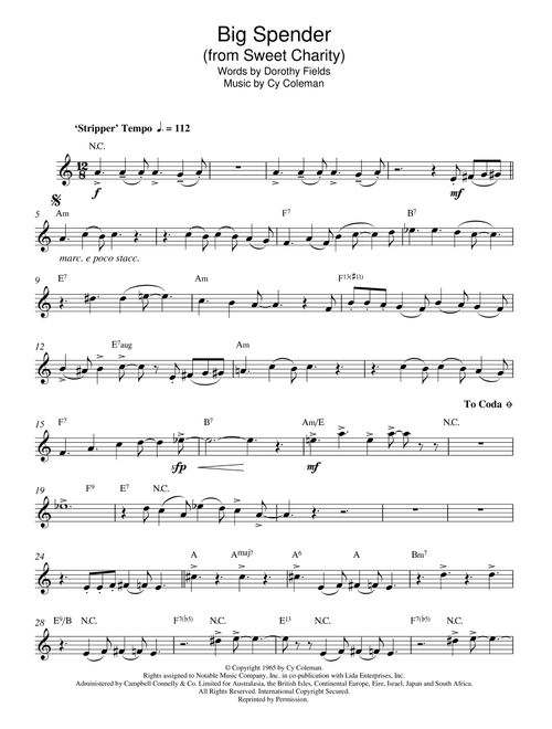 Big Spender (from Sweet Charity) - Shirley Bassey (Alto Sax Solo)
