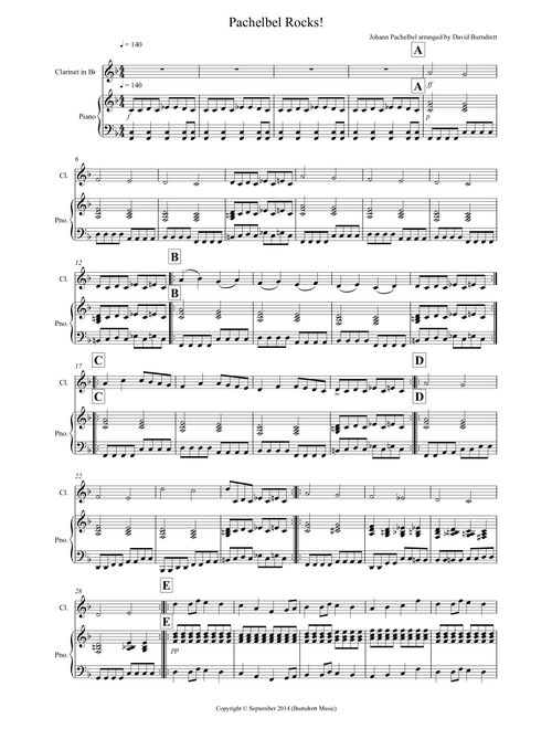 Pachelbel Rocks! for Clarinet and Piano (Arr. David Burndrett) - Johann Pachelbel (Instrumental Solo (with Piano Accompaniment))