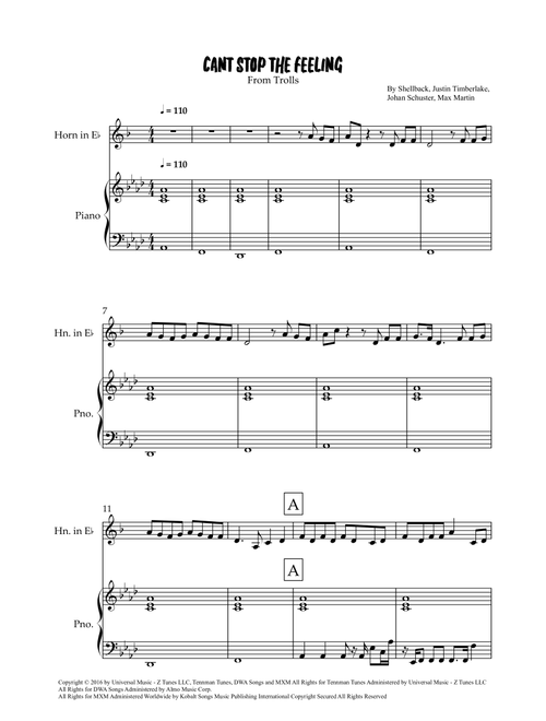 Can't Stop The Feeling! (Arr. Grant Golding) - Justin Timberlake (Instrumental Solo (with Piano Accompaniment))