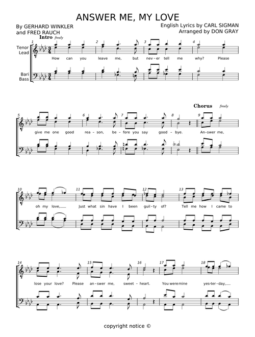 Answer me, my love - Gerhard Winkler, Fred Rauch