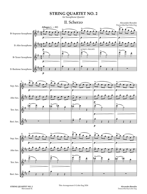String Quartet No. 2 (MOVEMENT II) (Arr. Colin Eng) - Alexander Borodin (Woodwind Ensemble)
