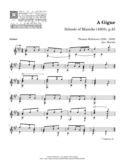 A Gigue – Thomas Robinson (1560 - 1609)