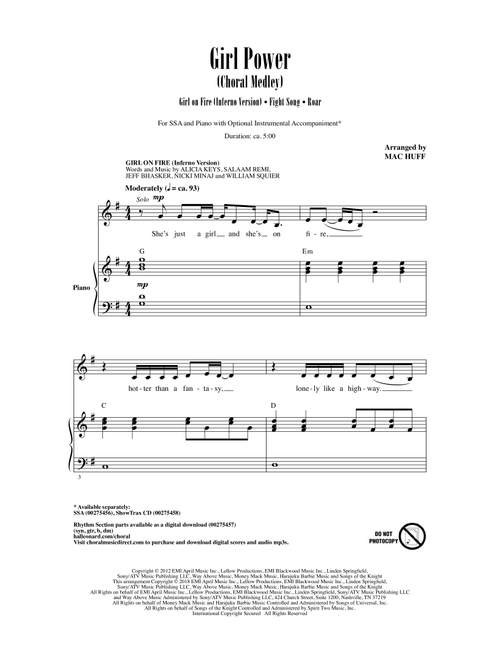 Girl Power (Choral Medley) (Arr. Mac Huff) - Alicia Keys Featuring Nicki Minaj (Choral, SSA)