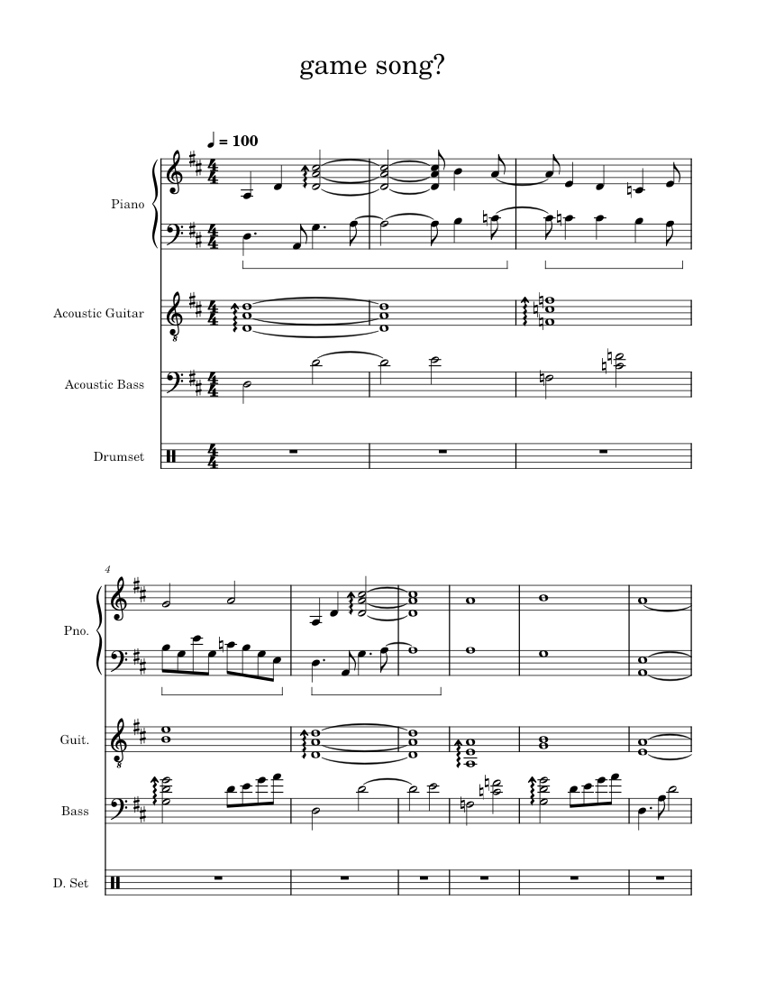 game song? Sheet music for Piano, Guitar, Bass guitar, Drum group ...