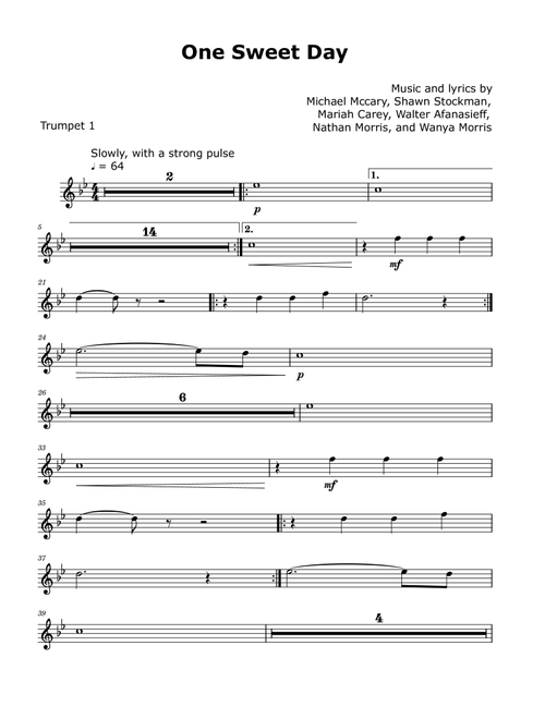 One Sweet Day (Arr. David Lartey) - Mariah Carey And Boyz Ii Men (Trumpet Solo)