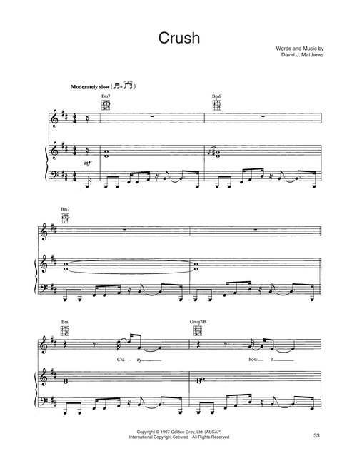Crush - Dave Matthews Band (Piano-Vocal-Guitar)