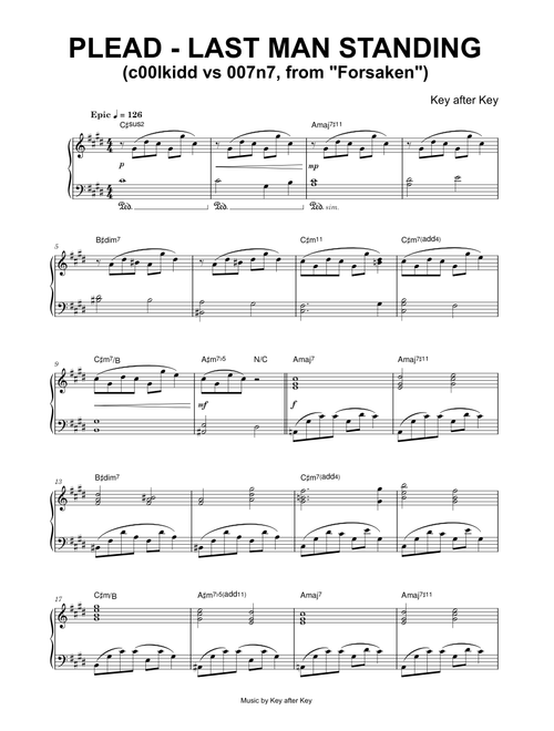 PLEAD - Last Man Standing (c00lkidd vs 007n7) - from Forsaken - Key after Key (Piano)