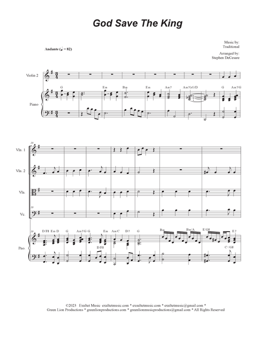 God Save The King (String Quartet and Piano) (Arr. Stephen DeCesare) (String Quartet)
