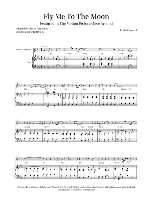 Fly Me To The Moon (In Other Words) (Arr. Glauco Fernandes) - Tony Bennett (Soprano Sax and Piano)