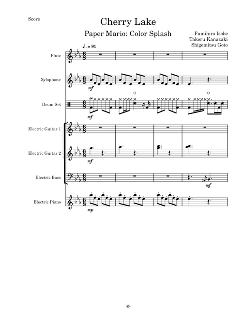 Cherry Lake (Paper Mario: Color Splash) - Transcribed Score