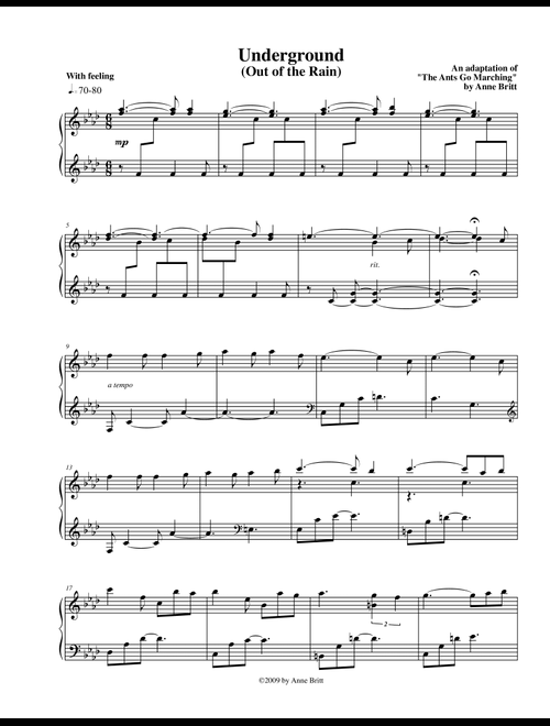 Underground (New Age remix of "The Ants Go Marching") - extended version (Arr. Anne Britt) (Piano Solo)