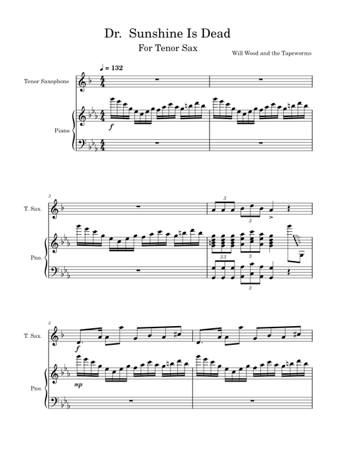 Dr. Sunshine is Dead - Tenor Sax and Piano