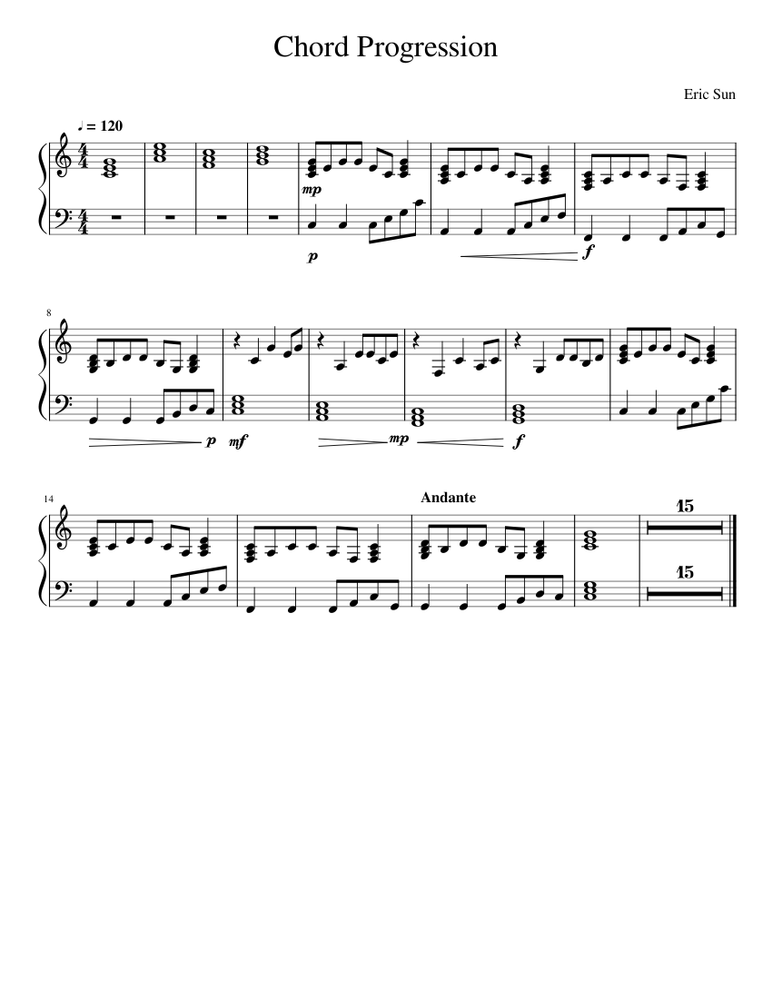 Chord Progression Sheet Music for Piano (Solo) easy | MuseScore.com