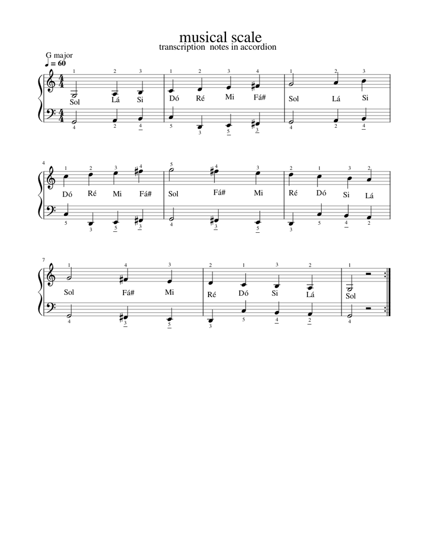 G major scale Sheet Music with Chords for Piano (Solo) easy | MuseScore.com