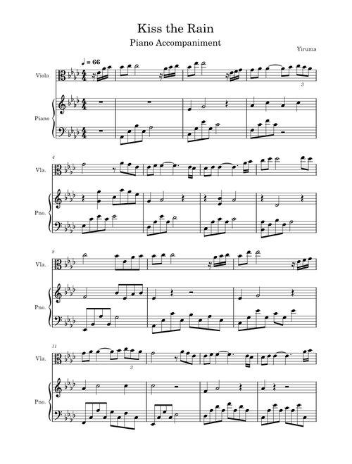 Kiss The Rain - Yiruma for Piano and Viola