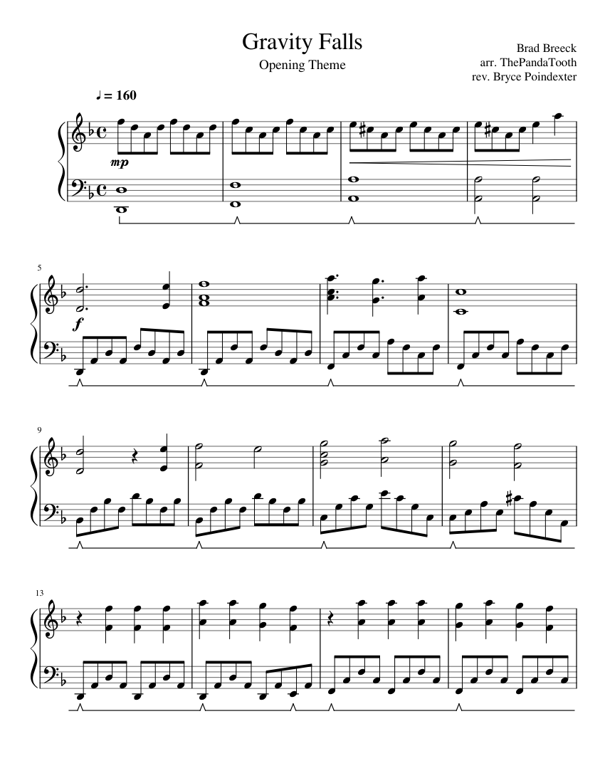 imperdonable Una oración penitencia Gravity Falls Opening - Intermediate Piano Solo Sheet music for Piano  (Solo) | Musescore.com