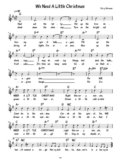 We Need A Little Christmas  (Lead sheet with lyrics )