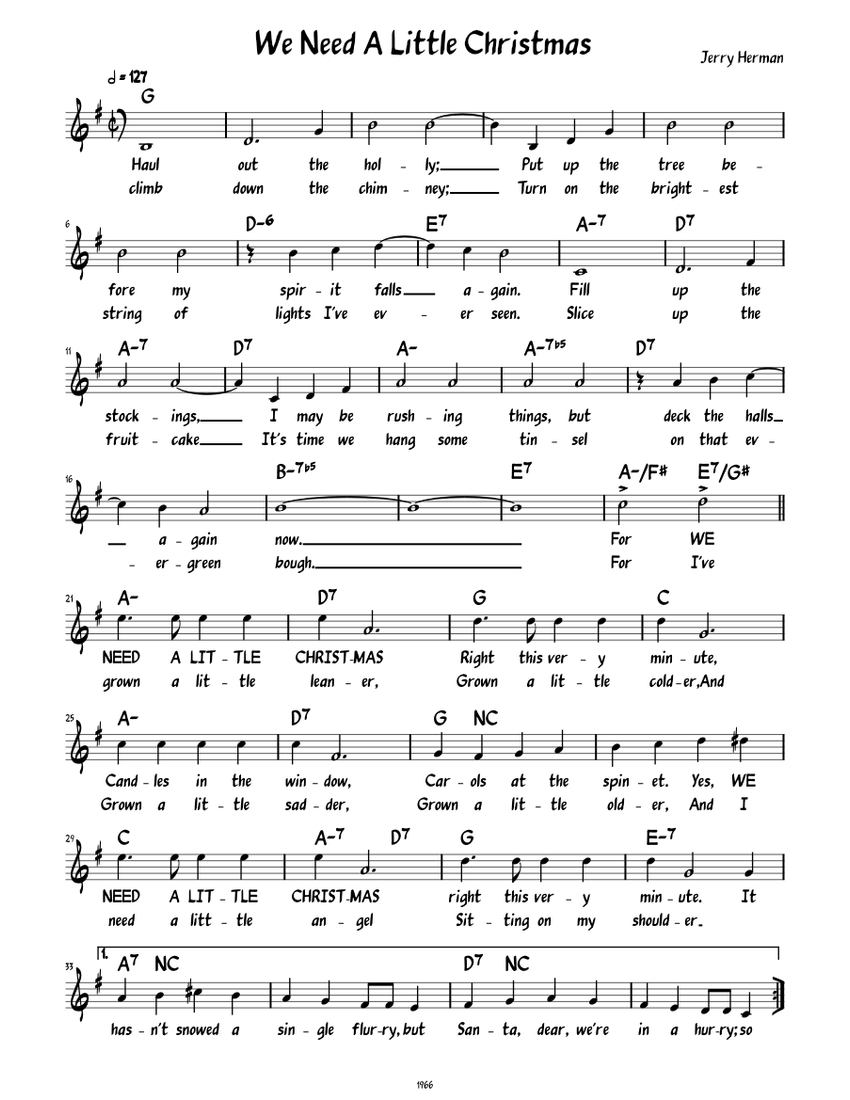 We Need A Little Christmas Lead Sheet With Lyrics Sheet Music For We need a little christmas lead sheet with lyrics sheet music for