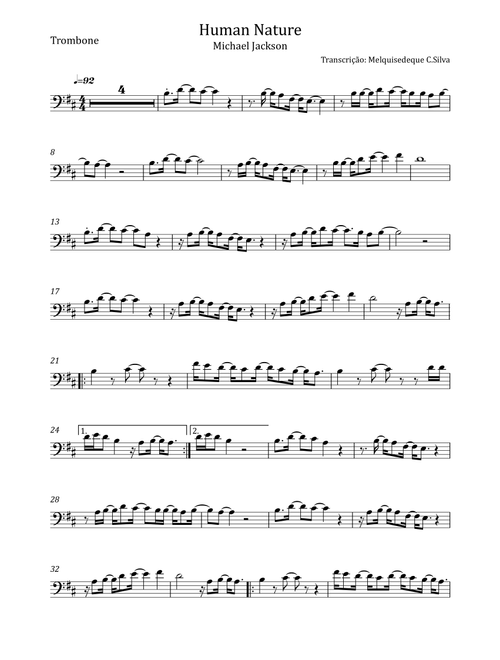 Human Nature (Arr. Melquisedeque C.Silva) - Michael Jackson (Trombone Solo)