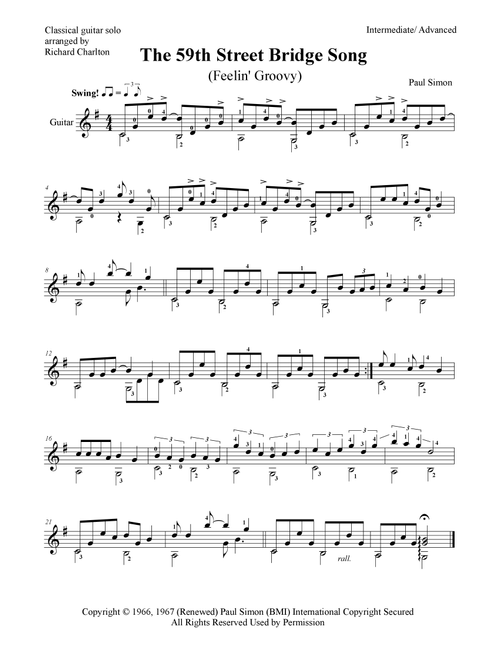 The 59th Street Bridge Song (Feelin' Groovy) (Arr. Richard Charlton) - Simon & Garfunkel (Solo Guitar)