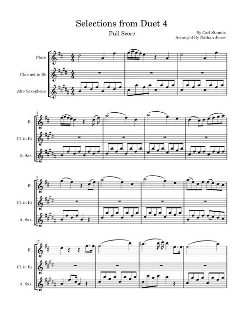 Stamitz: Duet Op. 27 No. 4 for Sax, Clarinet, and Flute – Carl Philipp Stamitz