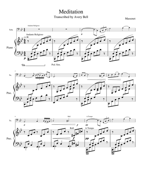 Meditation arr. for Tuba and Piano