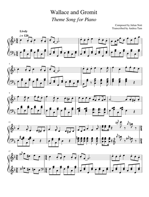Wallace and Gromit Theme for Piano
