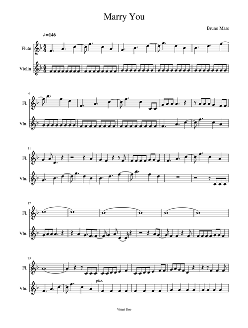 Marry You (Arr. Vittari Duo, Nia Squirrell) - Bruno Mars (Instrumental Duet)