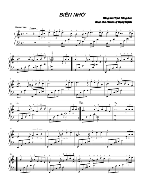 BIỂN NHỚ (SHEET PIANO)