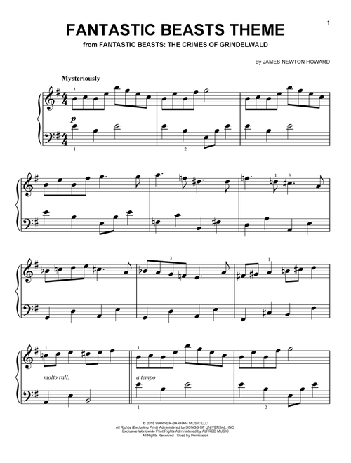 Fantastic Beasts Theme - James Newton Howard (Easy Piano)
