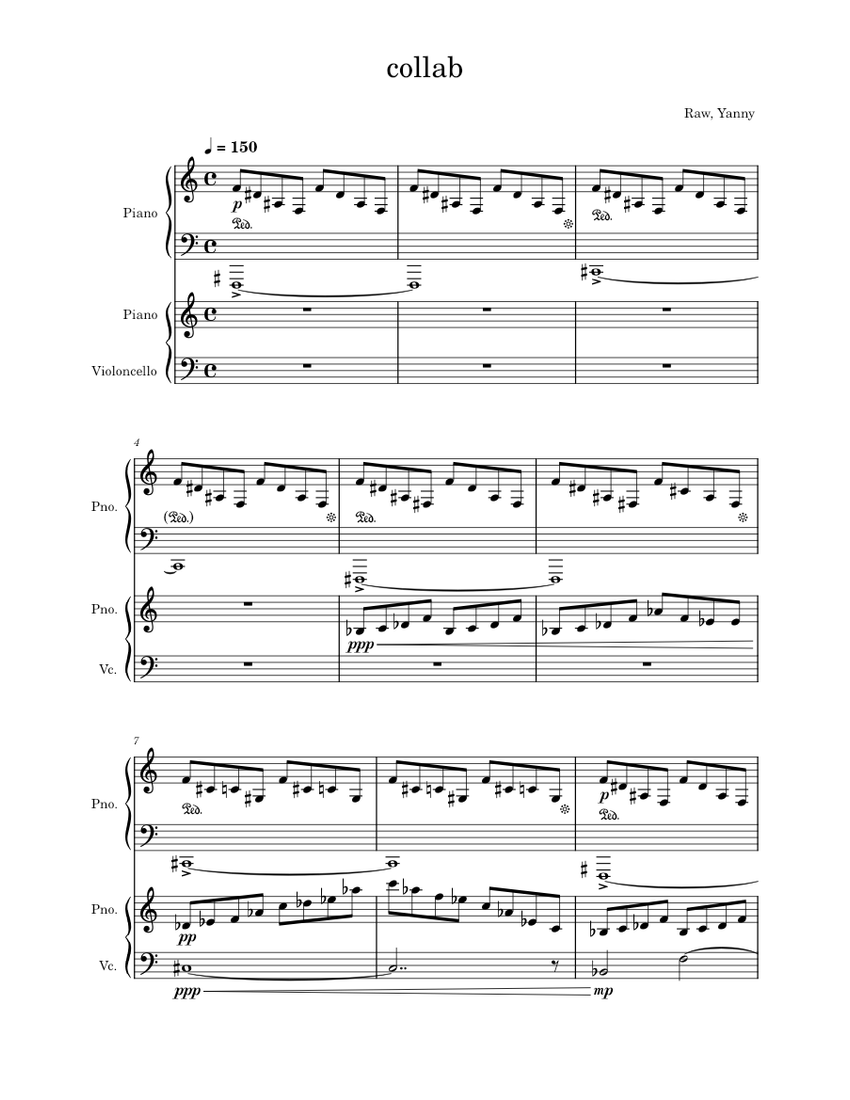 Collab Sheet collab Sheet music for Piano, Cello (Mixed Trio) | Musescore.com