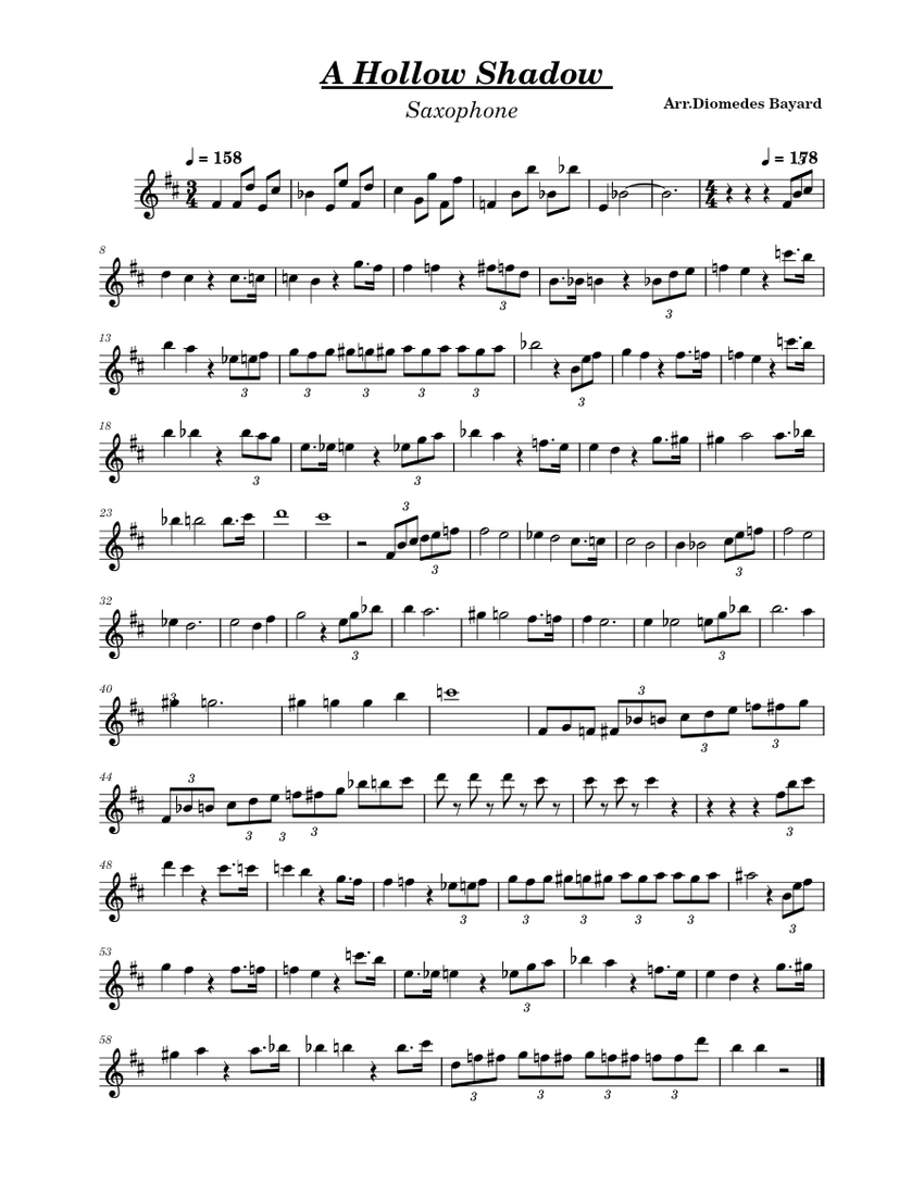 A hollow shadow – Shadows House |Saxophone Sheet Music for